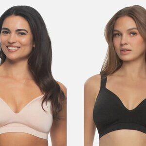 Felina Women's Adaptive Cup Wire Free Bra, 2-pack Black/Beige Size S